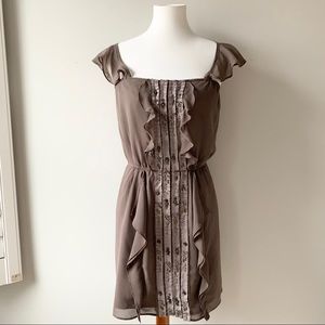 Beaded Panel Dress with Flair Ruffle Straps Size Small